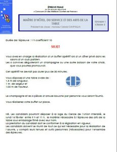 ge rh expert Le sujet de la finale des MOF Maître d’hôtel 2015