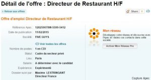 ge rh expert Five Guys à Paris