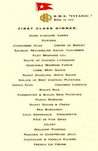 ge rh expert Le menu du dernier dîner servi à bord du Titanic